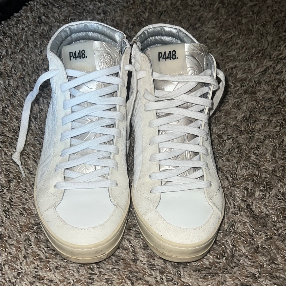 P448 White and Gray High-Top Sneakers